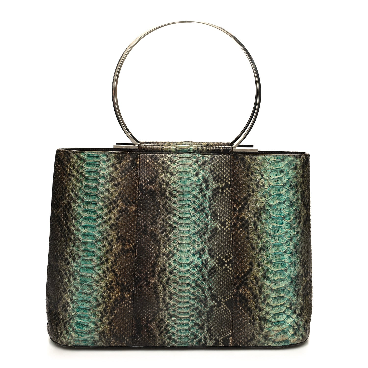Salvatore Ferragamo Snakeskin Degrade Gancio Top Handle Tote Blue Multicolor 1 of 12