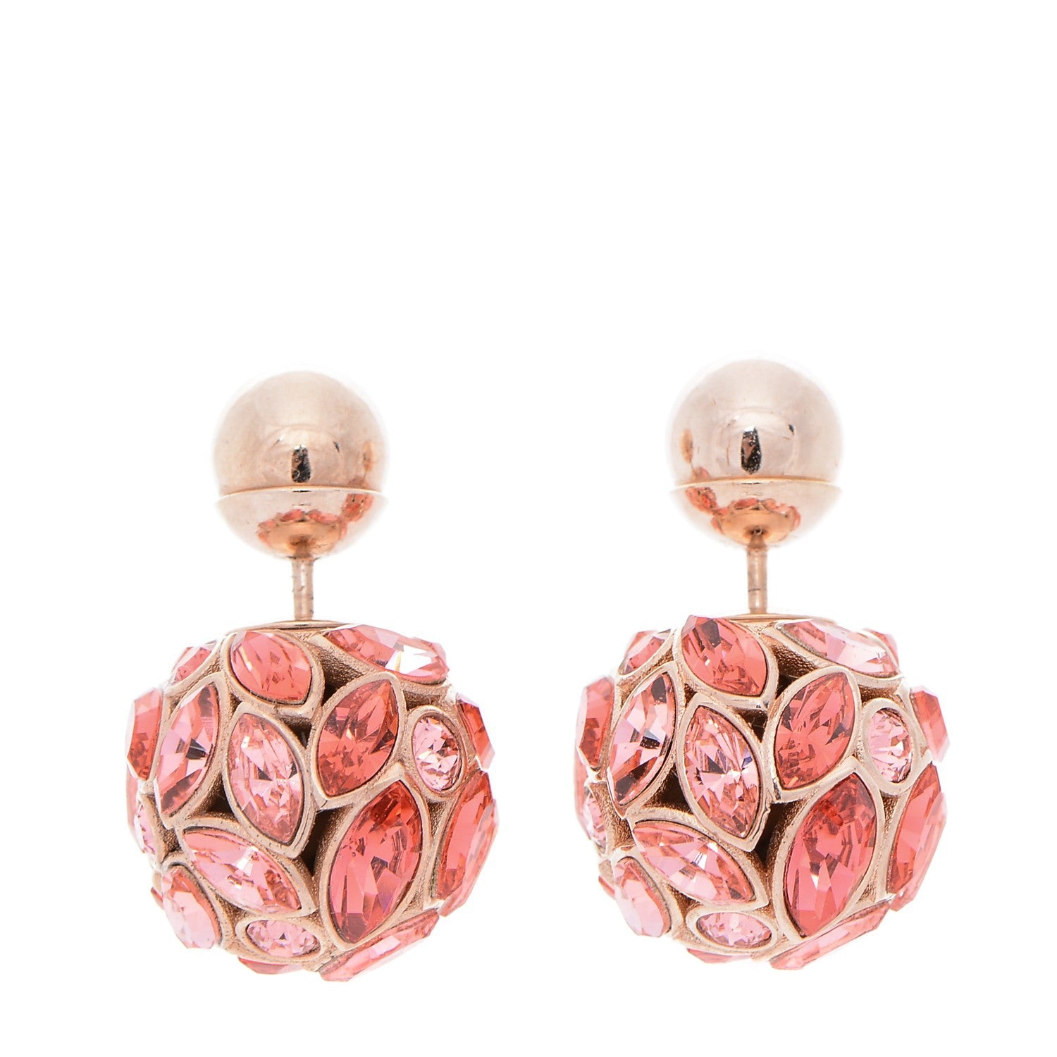 Christian Dior Metal Crystal Mise En Dior Tribal Earrings Pink 1 of 4