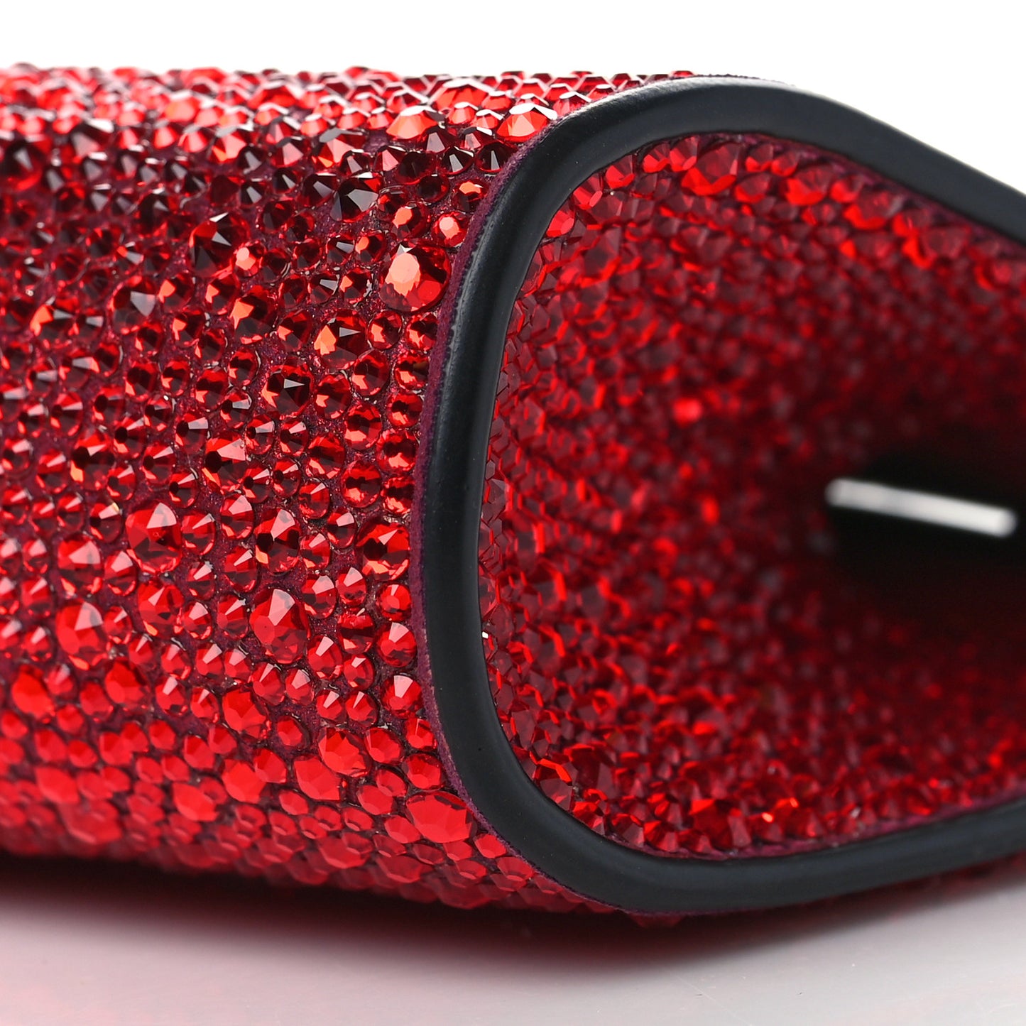 Suede Crystal Strass Small Palmette Clutch Red