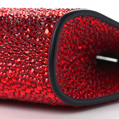 Christian Louboutin Suede Crystal Strass Small Palmette Clutch Red 8 of 8