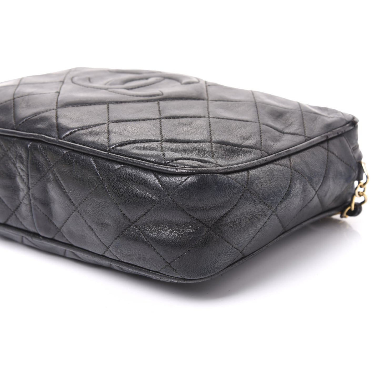 Lambskin Quilted CC Tassel Camera Case Black