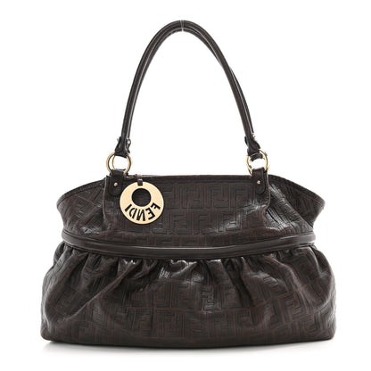 Fendi Vitello Bottalato FF Embossed Large Chef Shopper Tote Chocolate 1 of 22