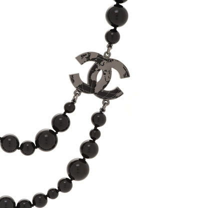Chanel Glass Bead CC Map Short Necklace Ruthenium Black 4 of 8