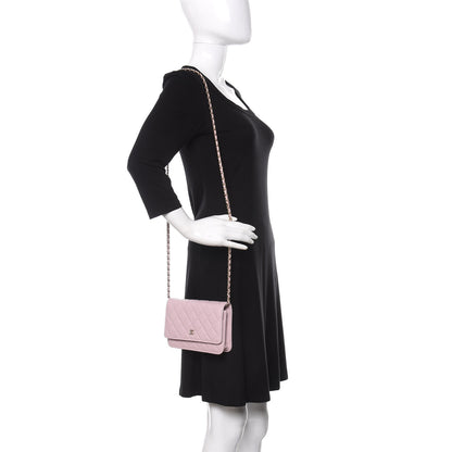 Chanel Caviar Quilted Wallet On Chain WOC Light Pink 2 of 12