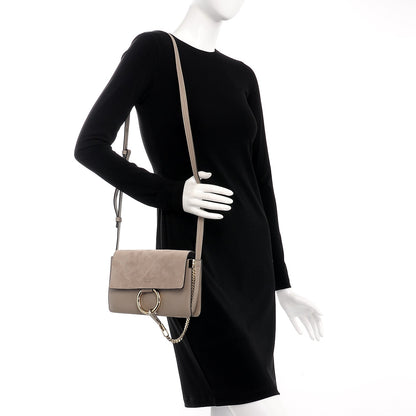 Chloe Suede Calfskin Small Faye Shoulder Bag Motty Grey 2 of 7