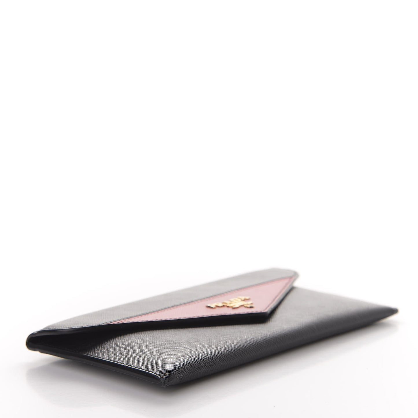 Saffiano Bi-Color Envelope Wallet Black Fuoco
