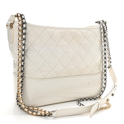 Chanel Patent Goatskin Quilted Medium Gabrielle Hobo White 3 of 25