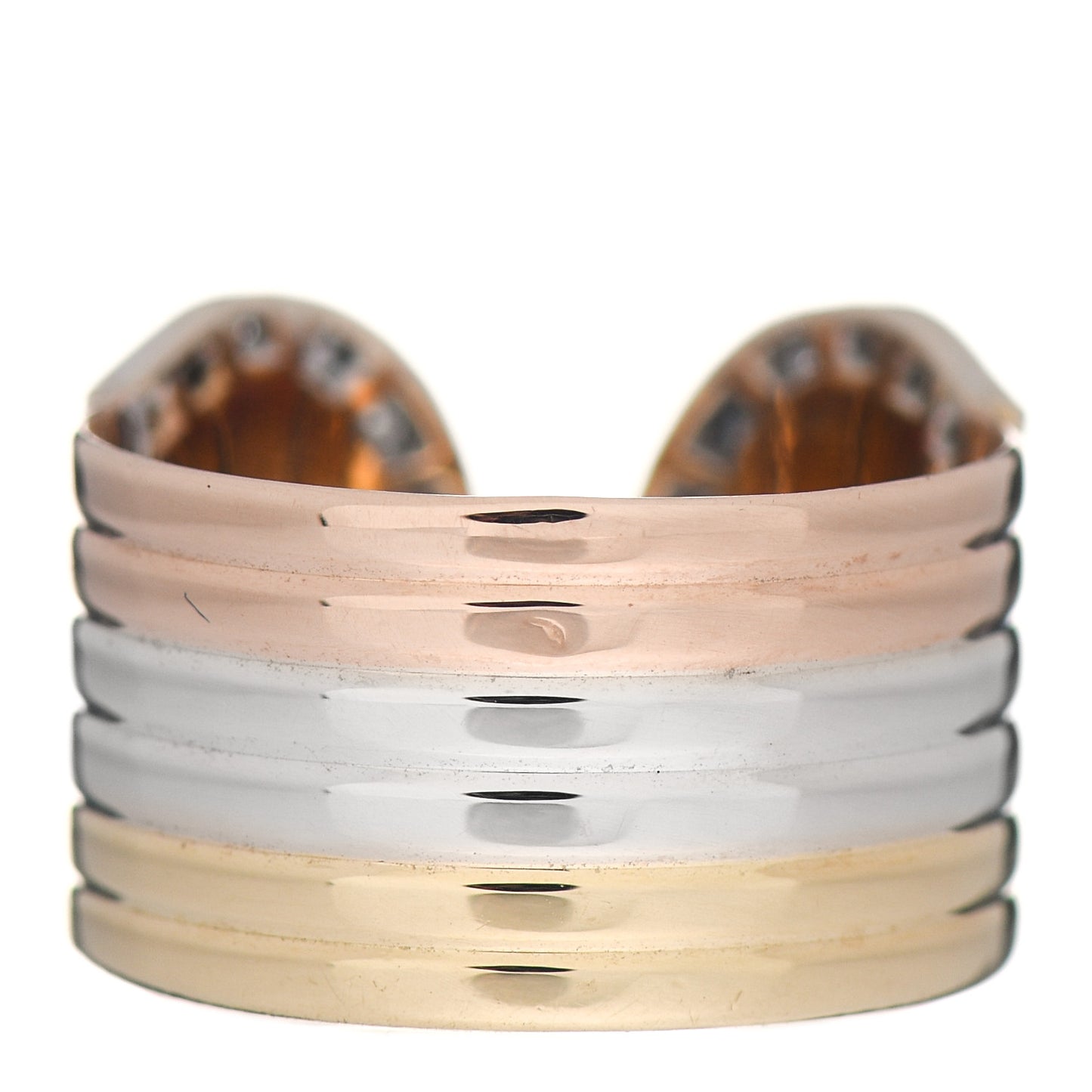 18K Pink Yellow White Gold Diamond 13mm C De Cartier Ring 48 4.5