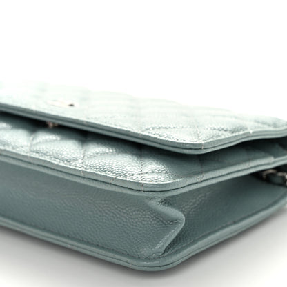 Chanel Caviar Quilted Wallet on Chain WOC Light Blue 11 of 12