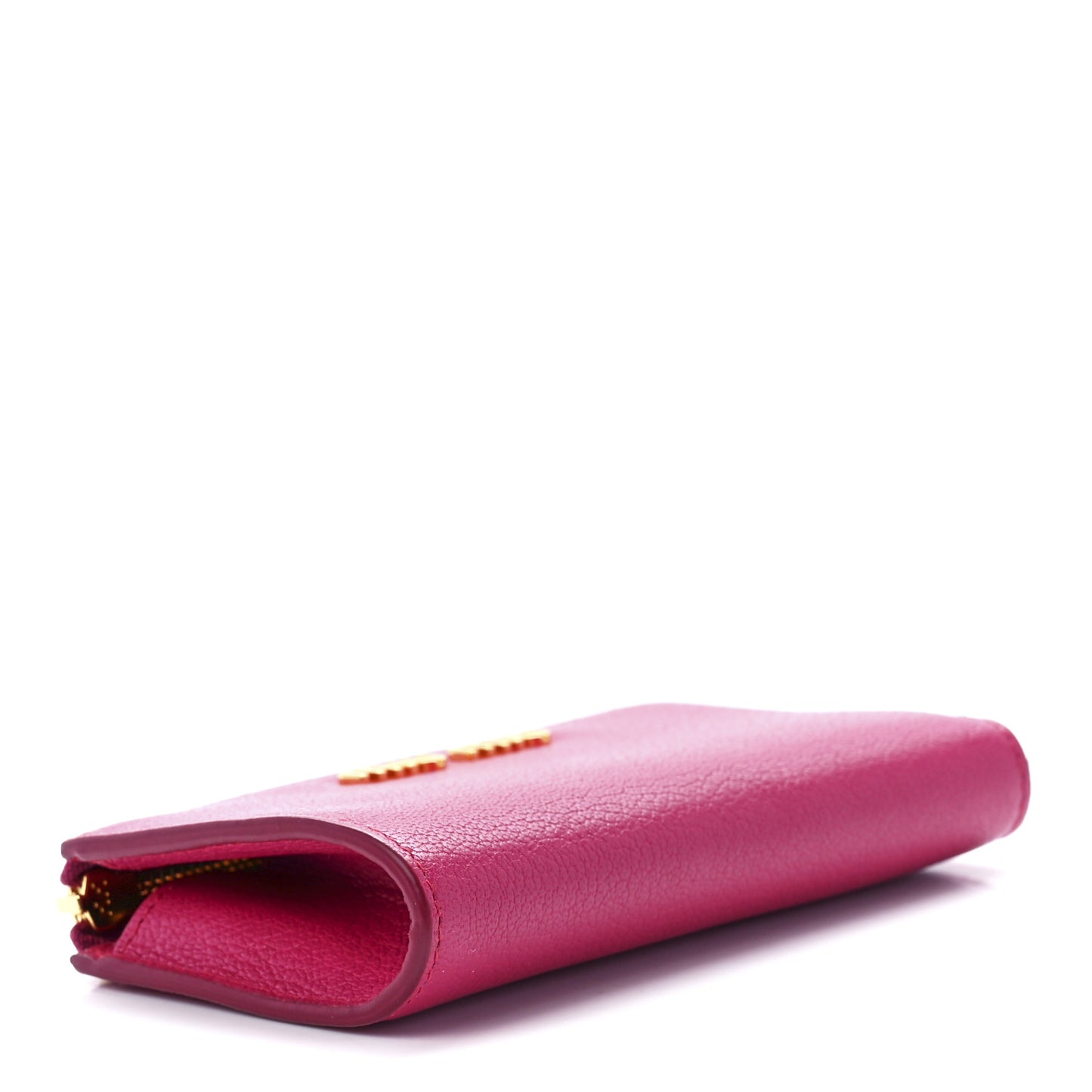 Goatskin Madras Zip Compact Wallet Pink