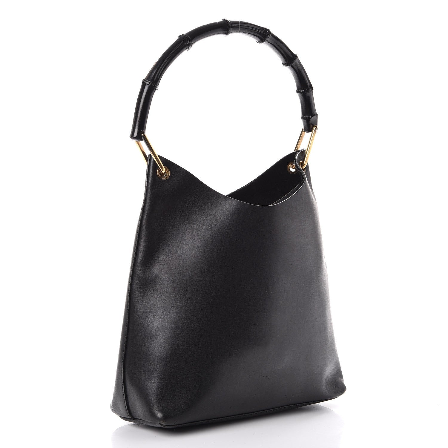 Gucci Leather Bamboo Handle Shoulder Bag Black 4 of 10