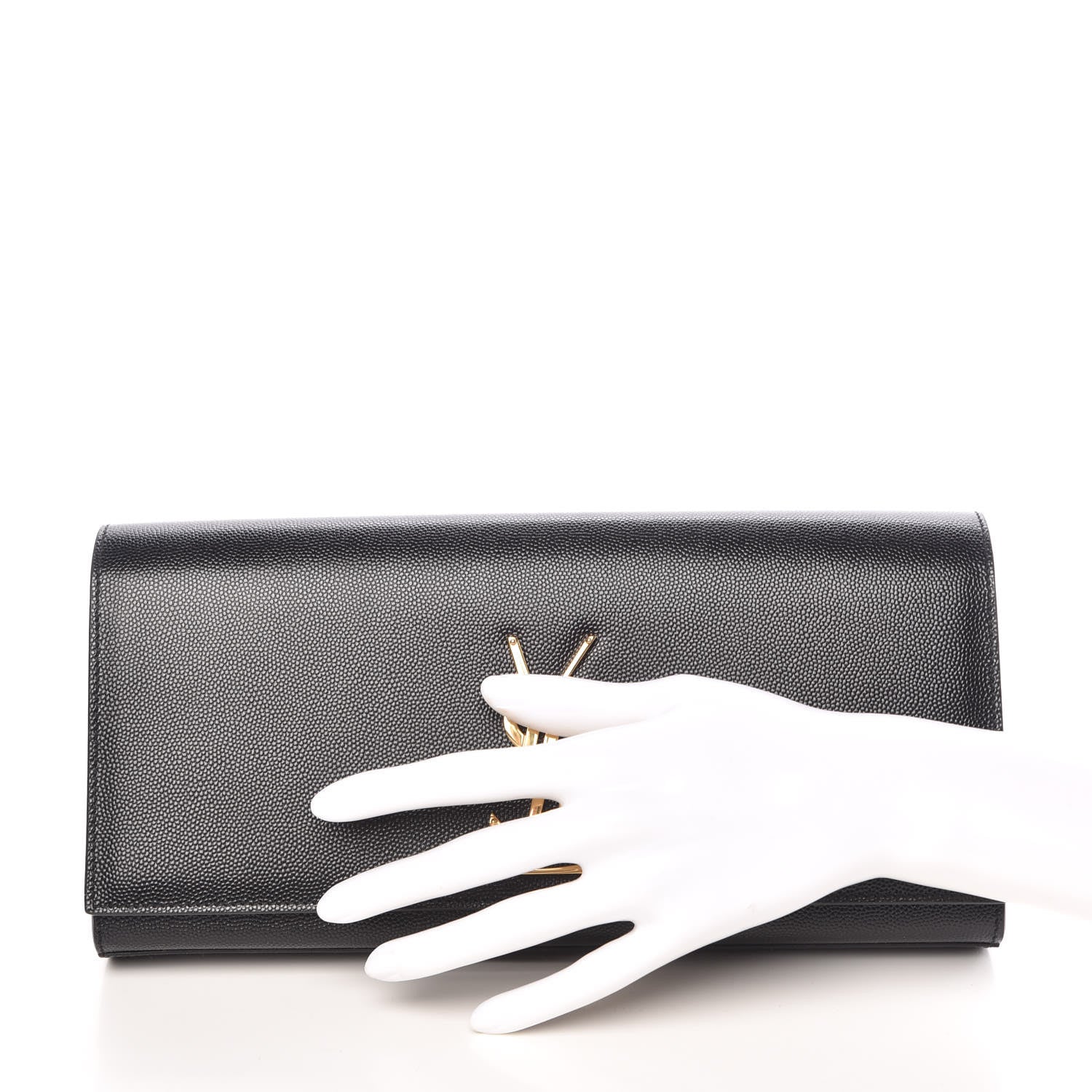 Saint Laurent Grain De Poudre Monogram Cassandre Clutch Black 2 of 9