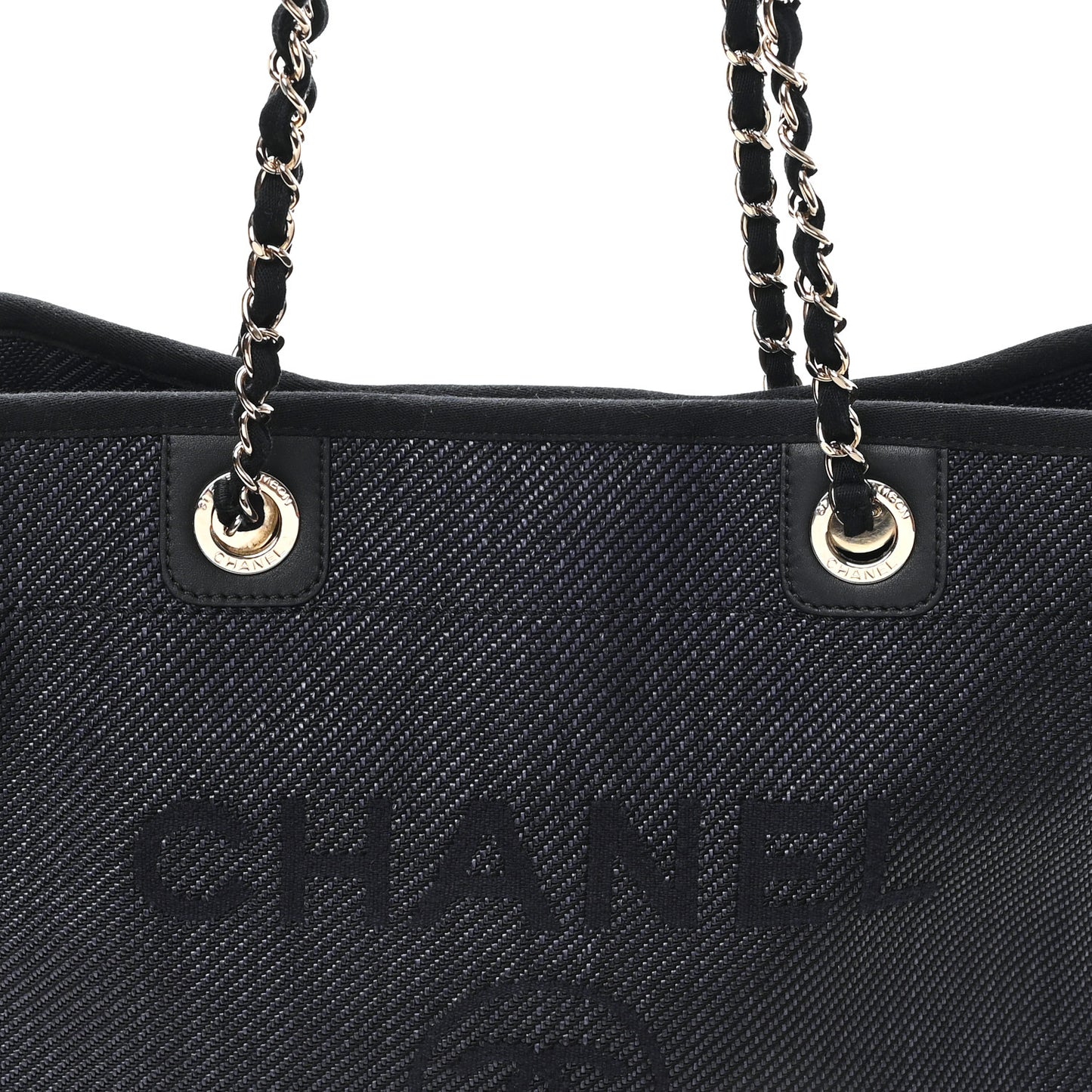 Mixed Fibers Calfskin Small Deauville Tote Black