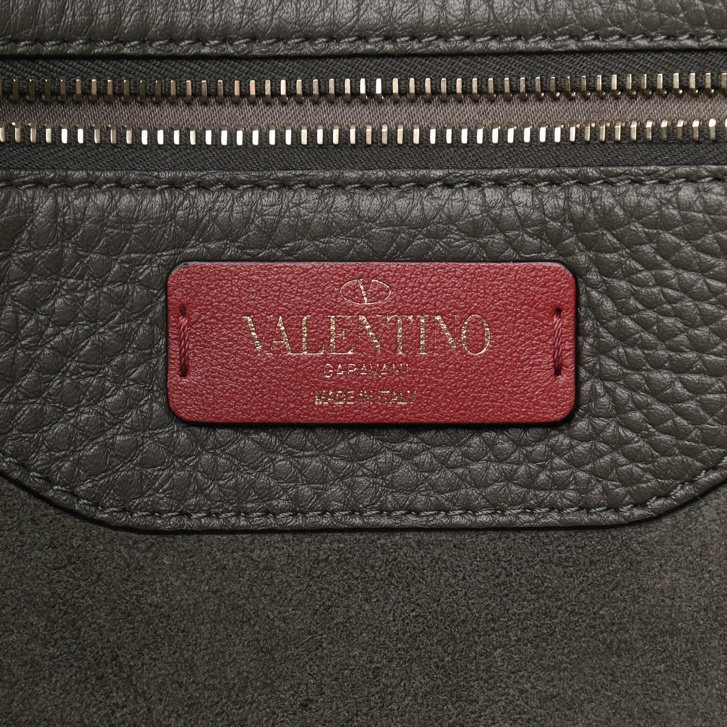 Grained Calfskin Rockstud Shoulder Tote Graphite