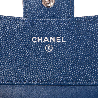 Chanel Caviar Chevron Quilted Compact Flap Wallet Navy 6 of 9