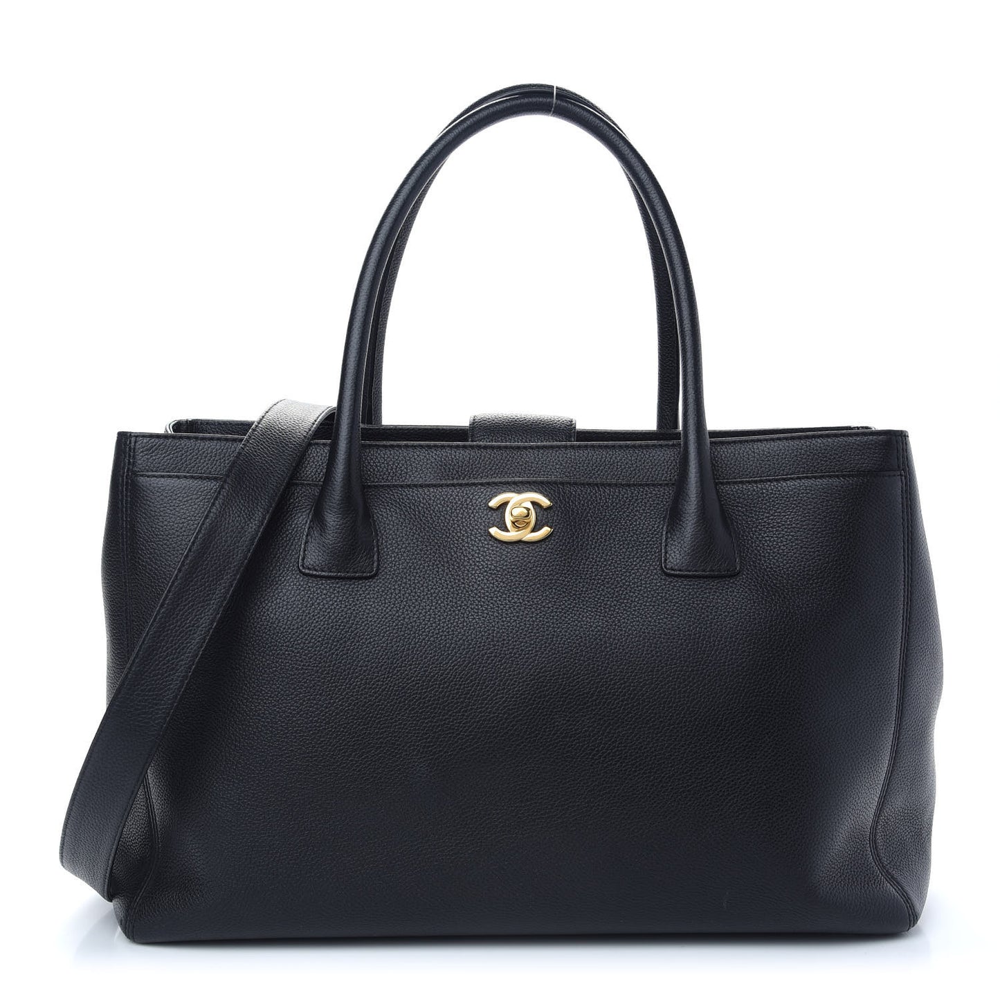 Calfskin Cerf Executive Shopper Tote Black
