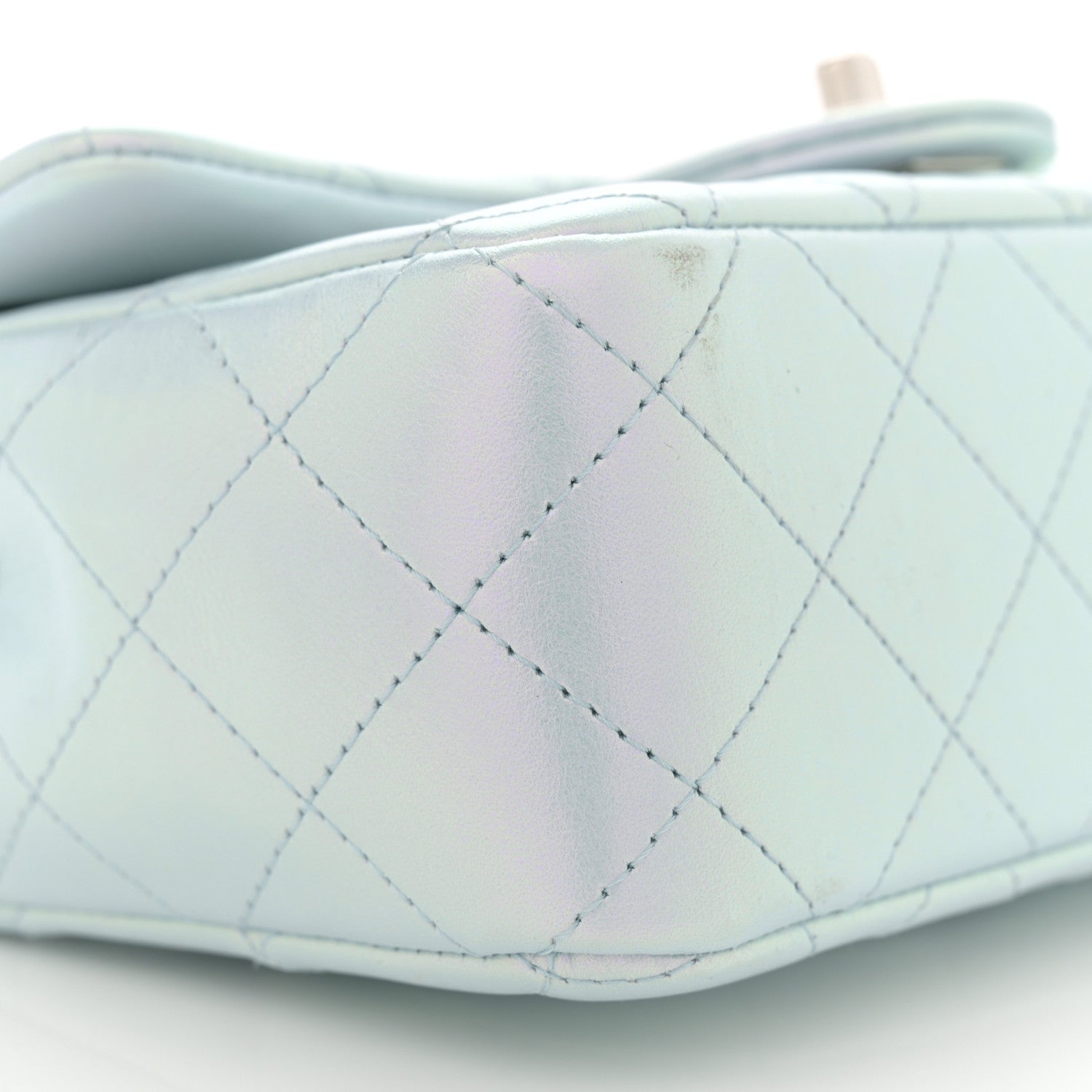 Chanel Iridescent Calfskin Quilted Mini Rectangular Flap Light Blue 9 of 11
