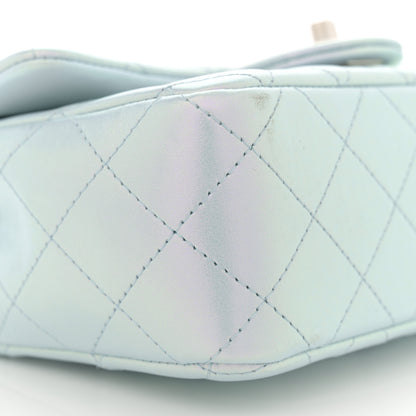 Chanel Iridescent Calfskin Quilted Mini Rectangular Flap Light Blue 9 of 11