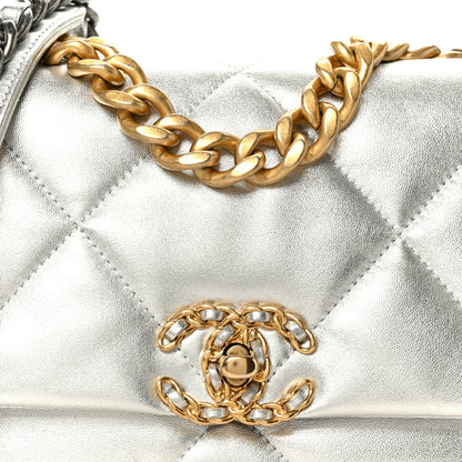 Chanel Metallic Lambskin Quilted Medium Chanel 19 Flap Silver 8 of 10