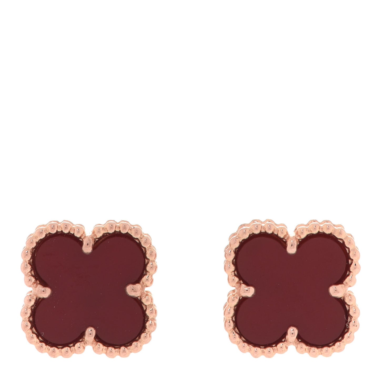 18K Rose Gold Carnelian Sweet Alhambra Earrings