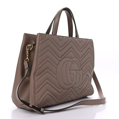 Gucci Calfskin Matelasse Medium GG Marmont Tote Porcelain Rose 3 of 10