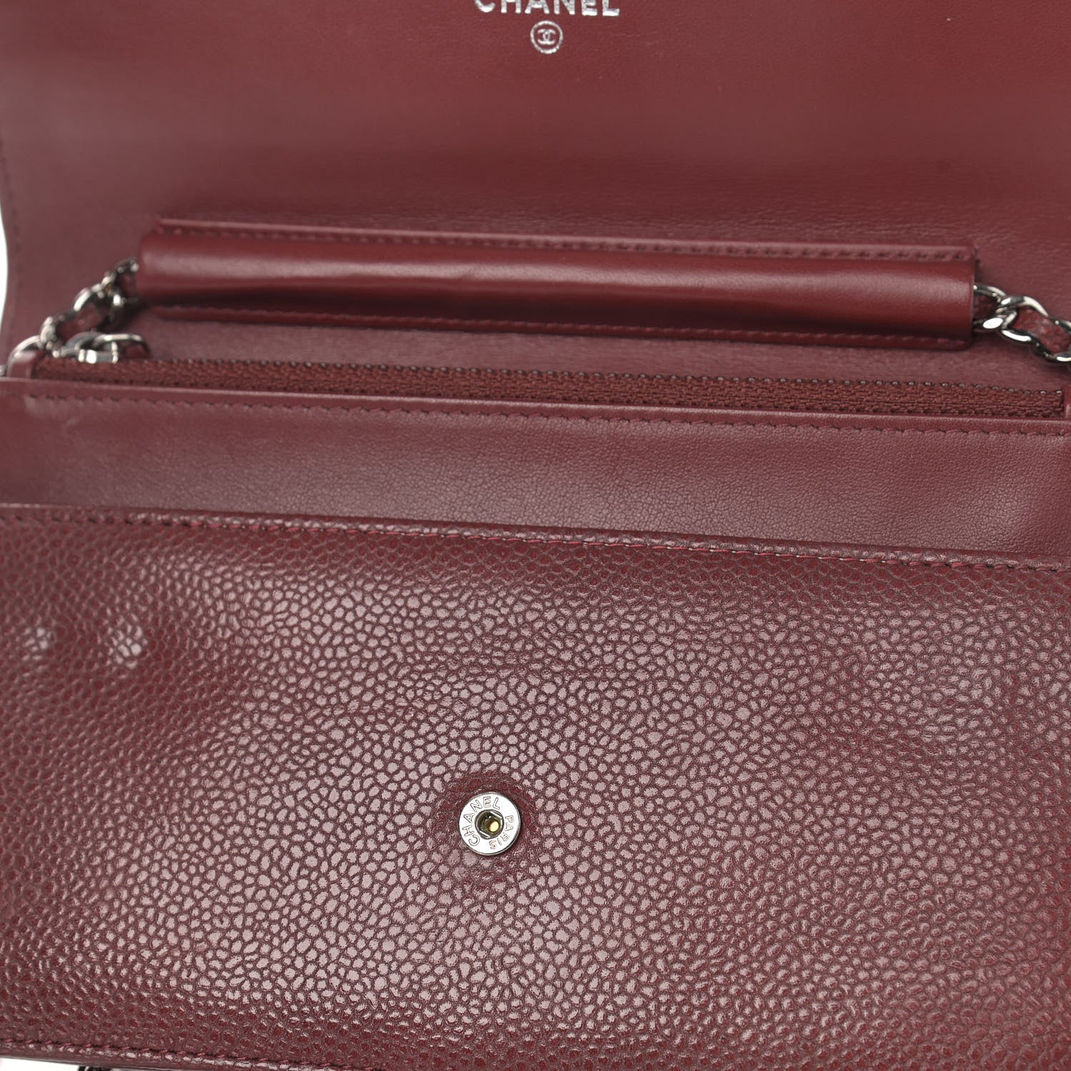 Chanel Caviar Timeless CC Wallet On Chain WOC Dark Pink 11 of 14