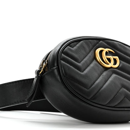 Gucci Calfskin Matelasse GG Marmont Belt Bag 85 34 Black 10 of 11