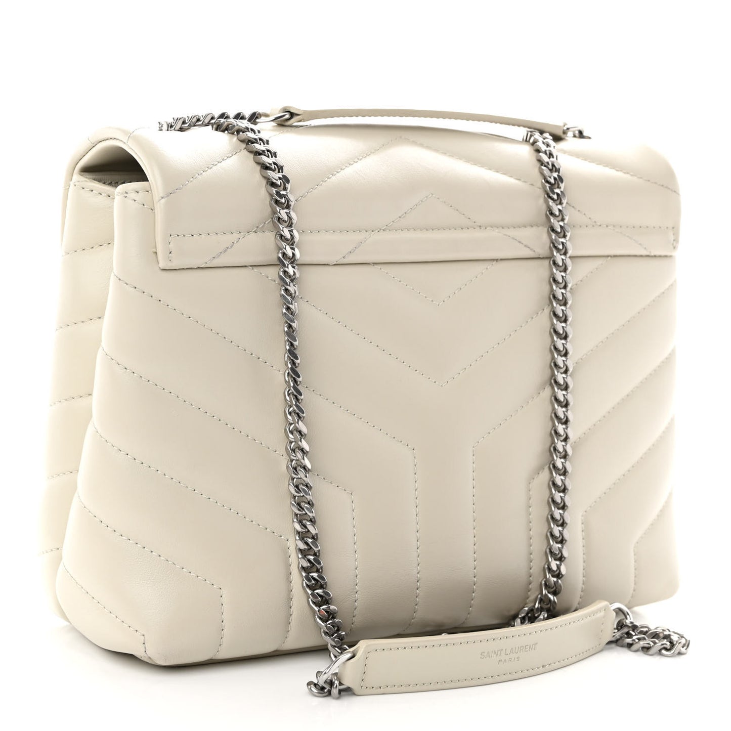 Calfskin Y Quilted Monogram Small Loulou Chain Satchel Ivory