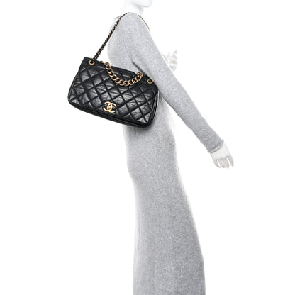 Chanel Aged Calfskin Quilted Medium Pondichery Flap Black 2 of 17