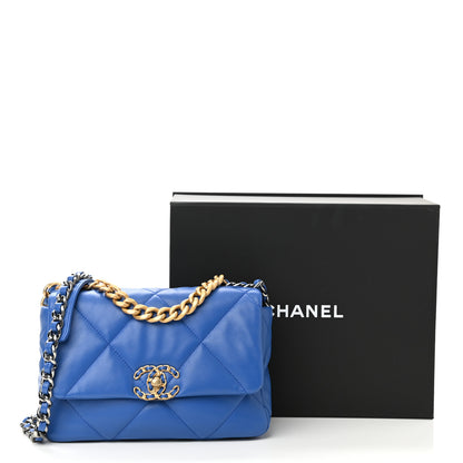 Chanel Lambskin Quilted Medium Chanel 19 Flap Blue 10 of 10