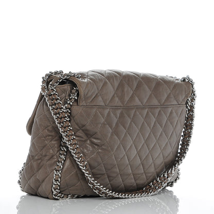 Chanel Washed Lambskin Quilted Chain Around Maxi Flap Taupe 3 of 7