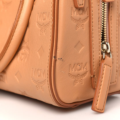 MCM Calfskin Ottomar Monogram Small Essential Boston Bag Sandstone 14 of 14