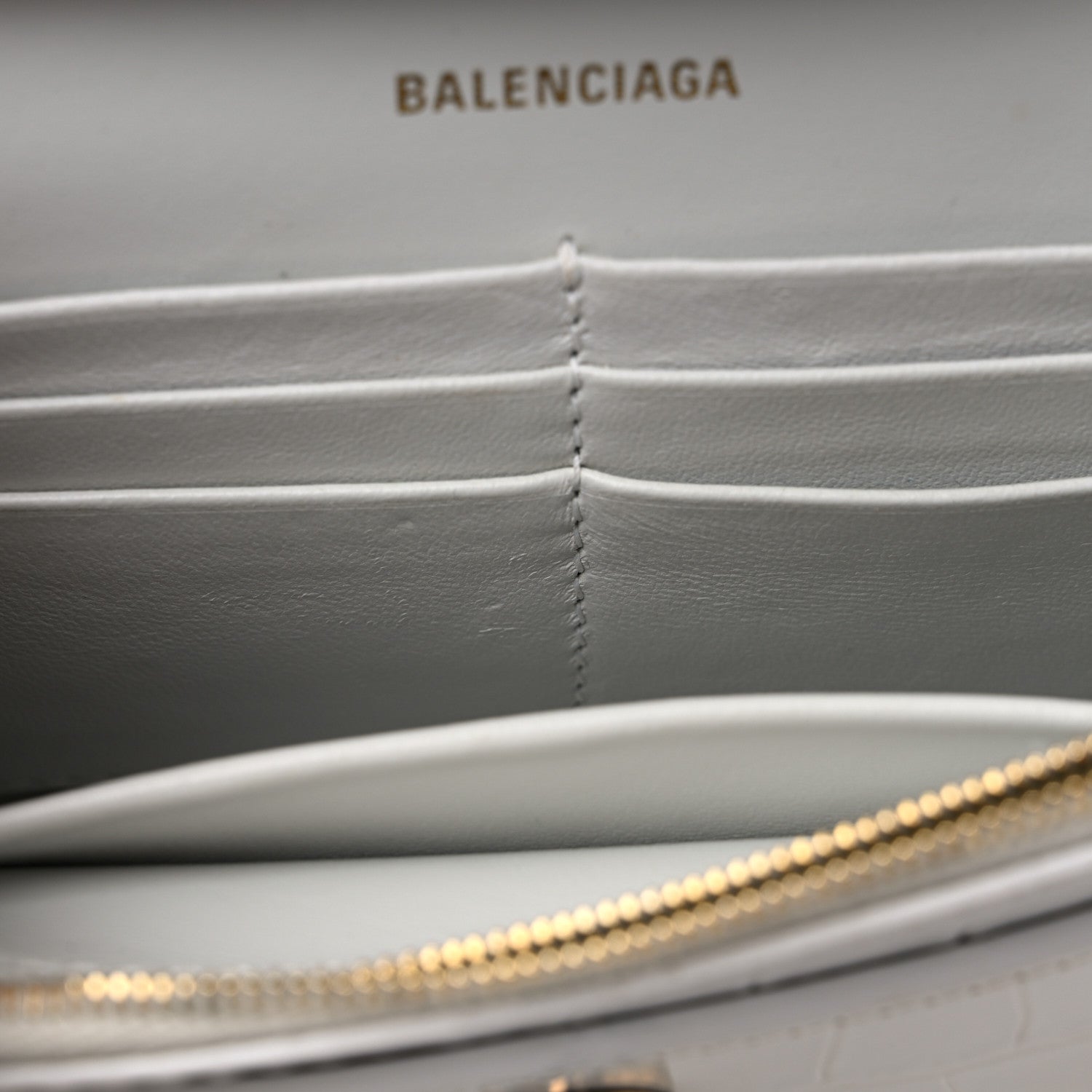 Balenciaga Shiny Calfskin Crocodile Embossed Hourglass Chain Bag White 7 of 12