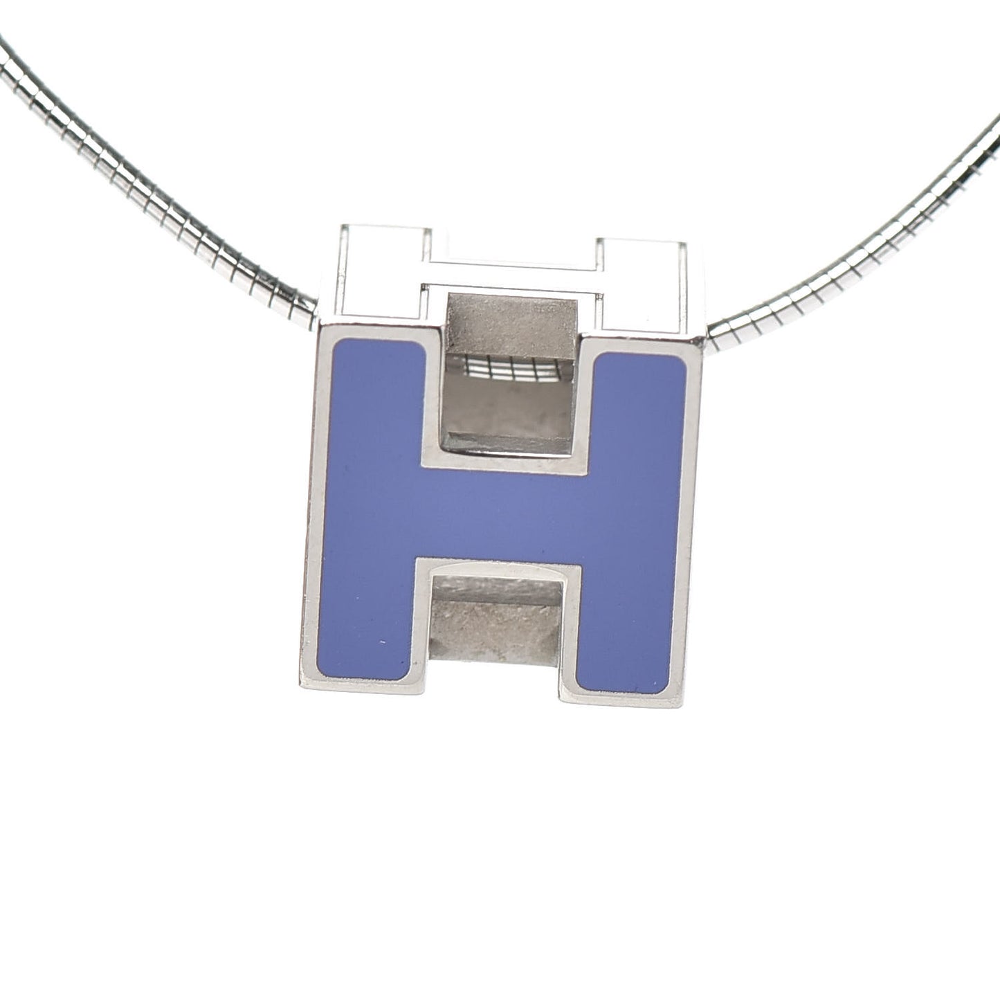 Palladium Lacquered Cage d'H Pendant Necklace Pervenche