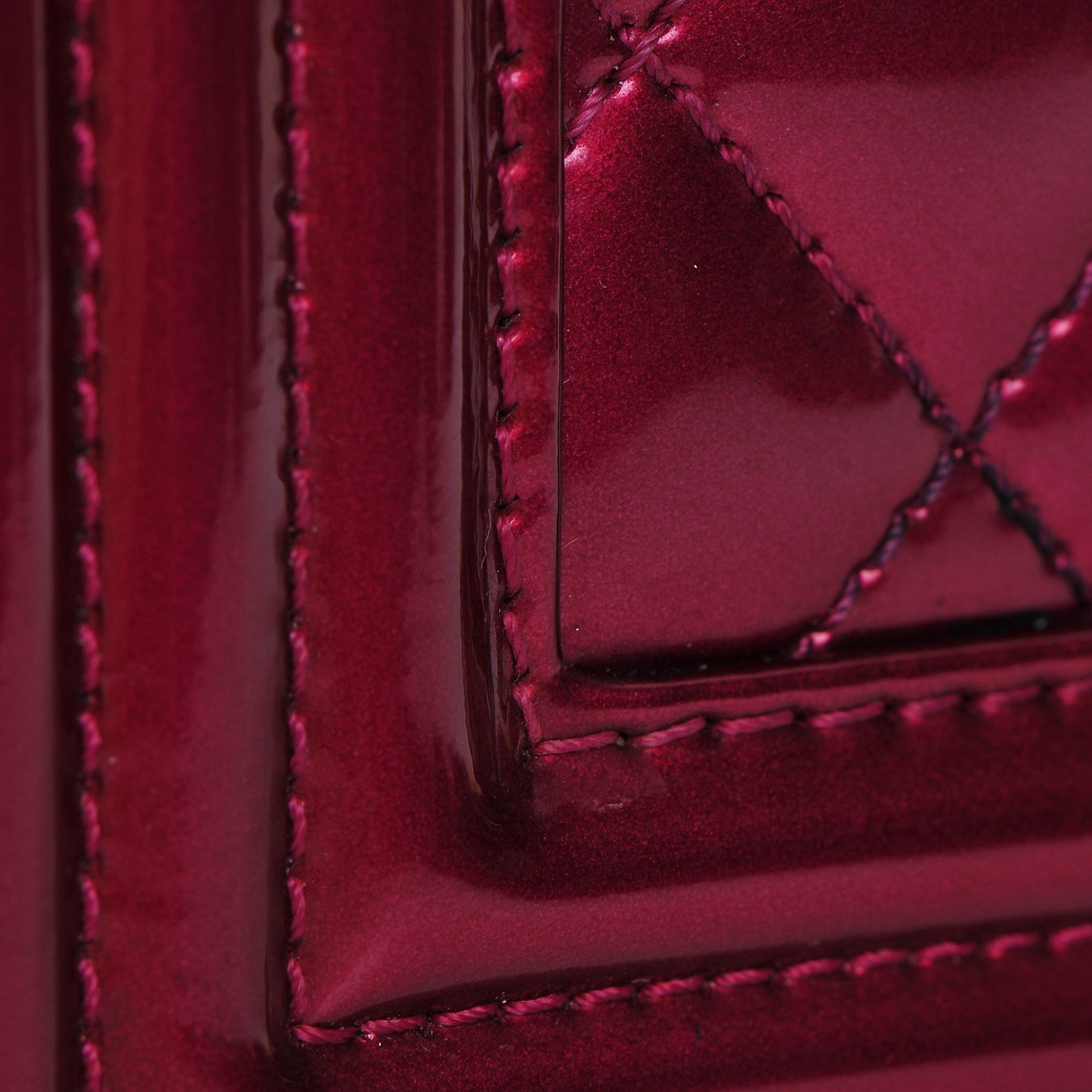 Metallic Patent Quilted Small Boy Flap Fuchsia