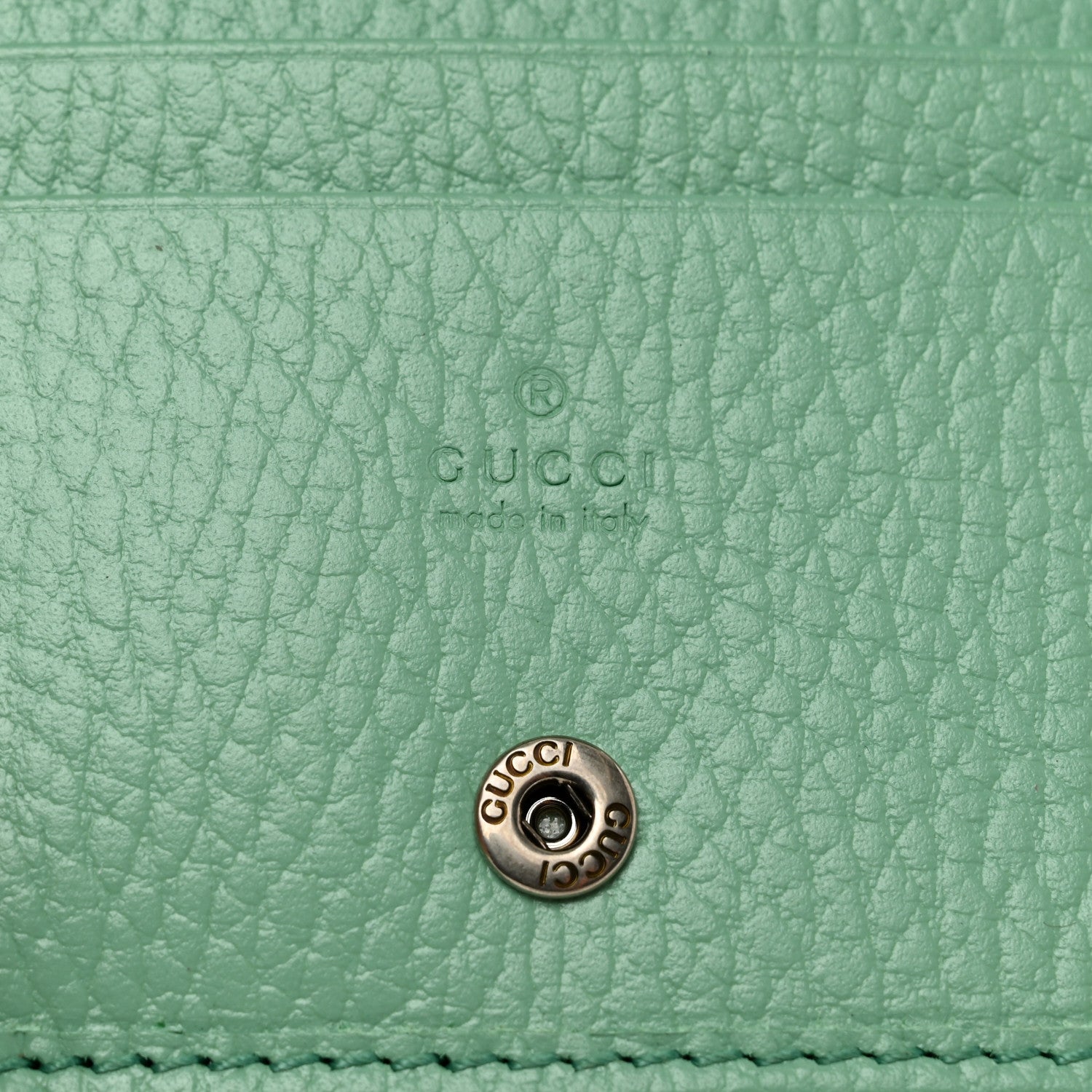 Gucci Dollar Calfskin Enamel Monochrome GG Marmont Top Handle Card Case Wallet Pepperlight Mint 6 of 9