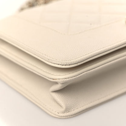 Chanel Caviar Quilted Vintage Mademoiselle Wallet On Chain WOC White 9 of 10
