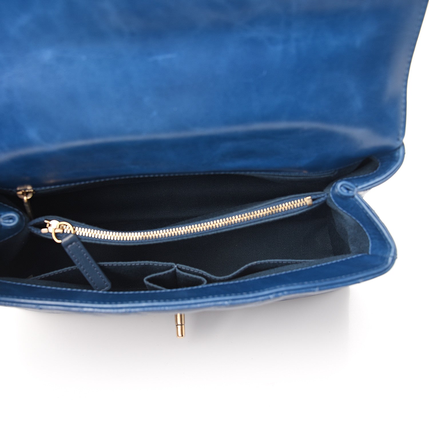 Chanel Calfskin Chevron Quilted Small Coco Handle Flap Blue 4 of 9