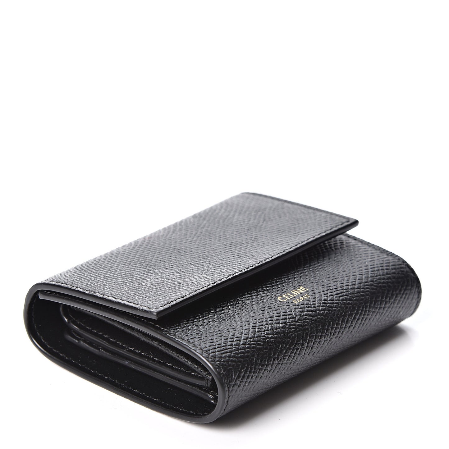 Grained Calfskin Small Multifunction Folded Wallet Black