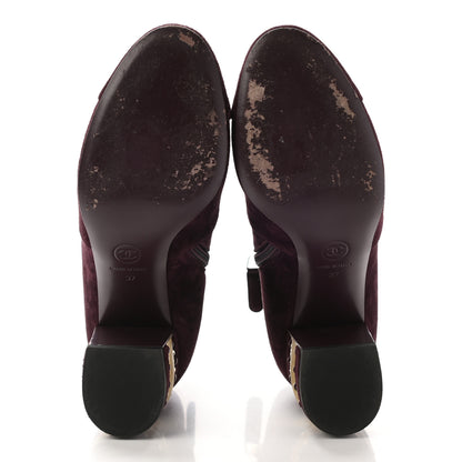 Chanel Suede Calfskin Chain Boots 37 Burgundy 5 of 8