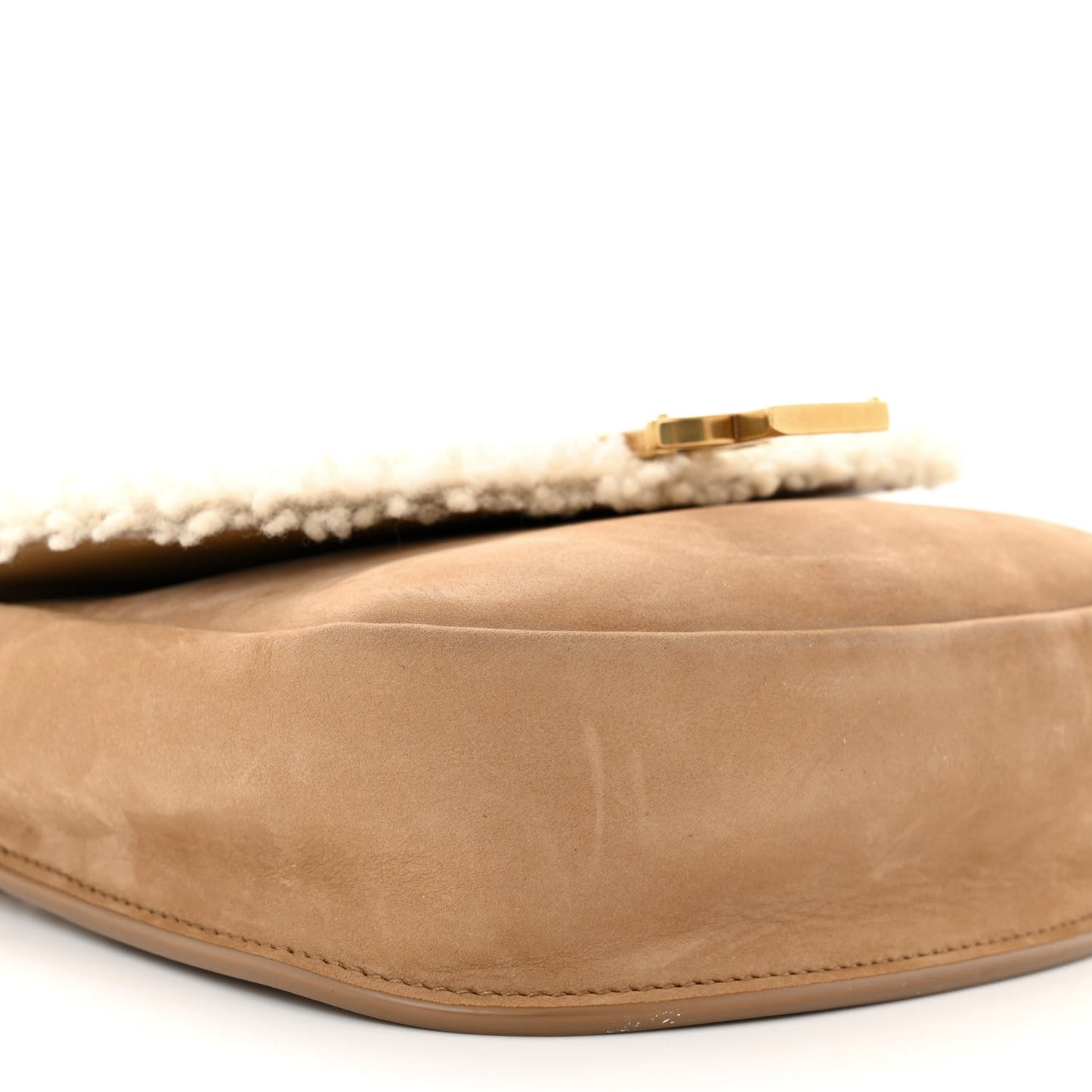 Suede Shearling Small Kaia Satchel Natural Tan