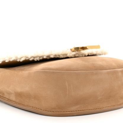 Saint Laurent Suede Shearling Small Kaia Satchel Natural Tan 9 of 11