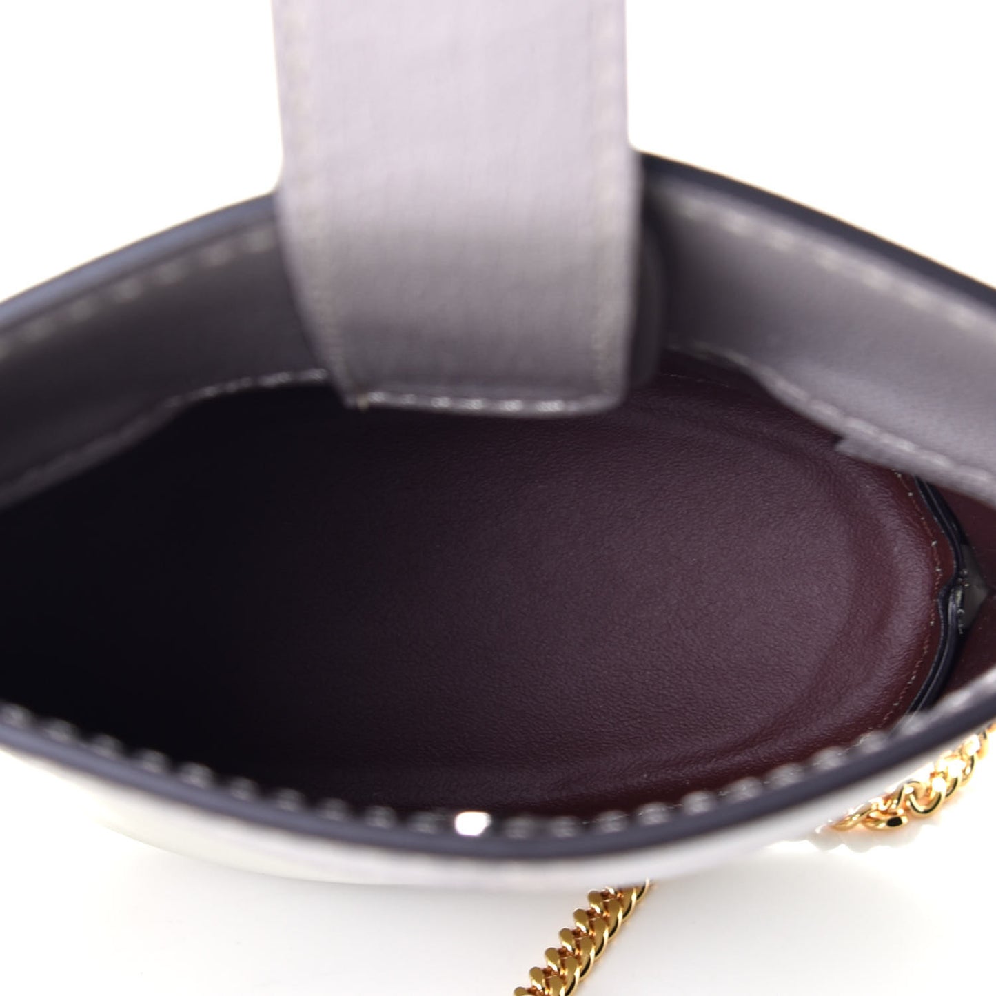 Shiny Calfskin Goatskin Mini Aby Bi-Color Bucket Light Eucalyptus