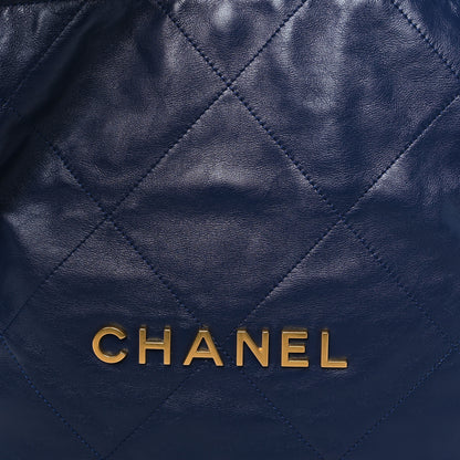 Chanel Shiny Calfskin Quilted Small Chanel 22 Navy 9 of 11