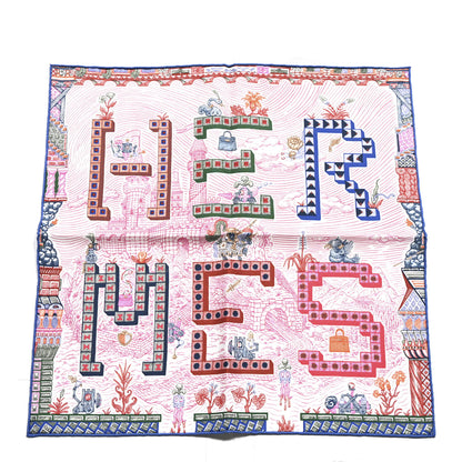 Hermes Silk Twill Super Silk Quest Detail Scarf 45 Rose Bleu Vert 1 of 3