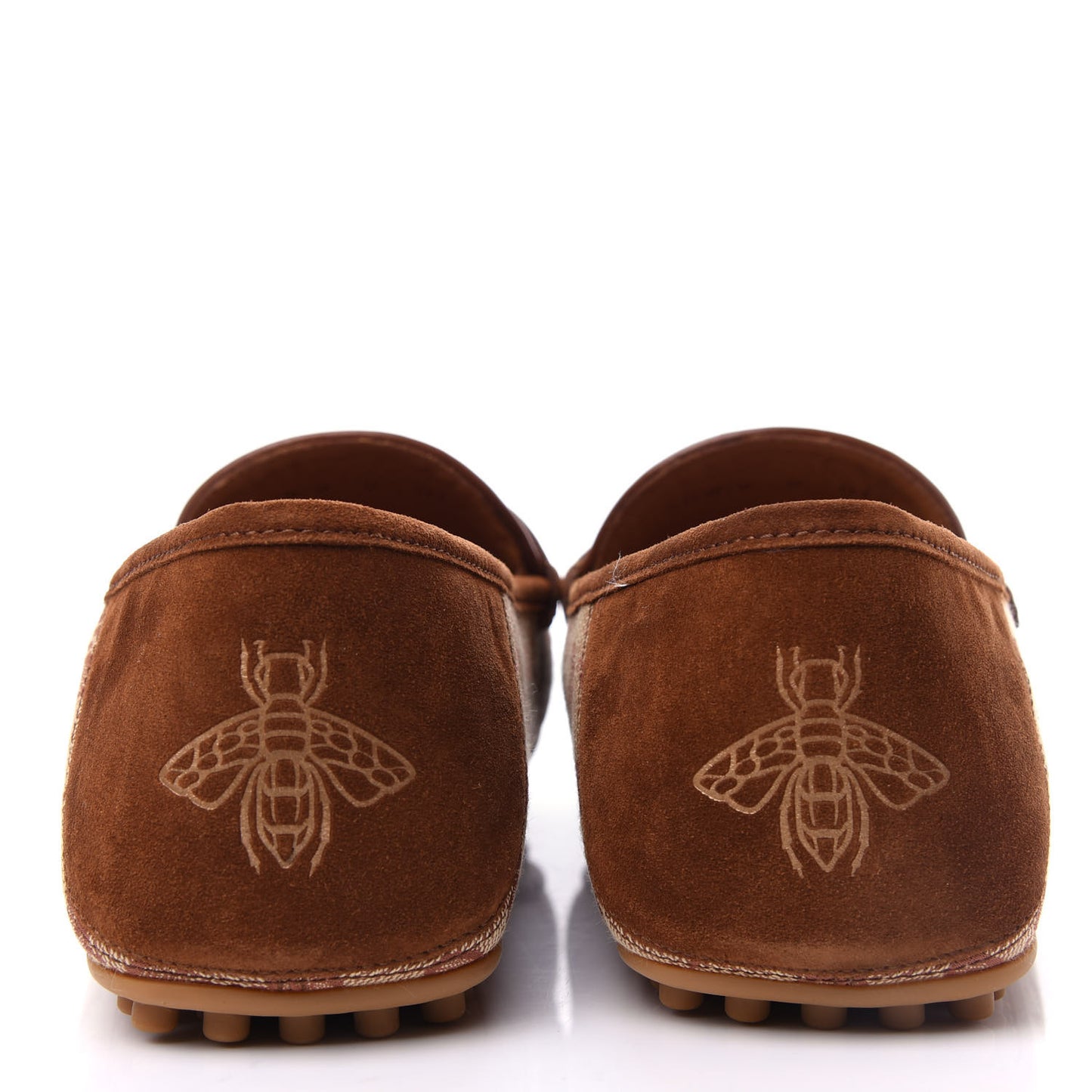 GG Monogram Suede Mens Driver Loafers 9 Beige Ruggine Cuir