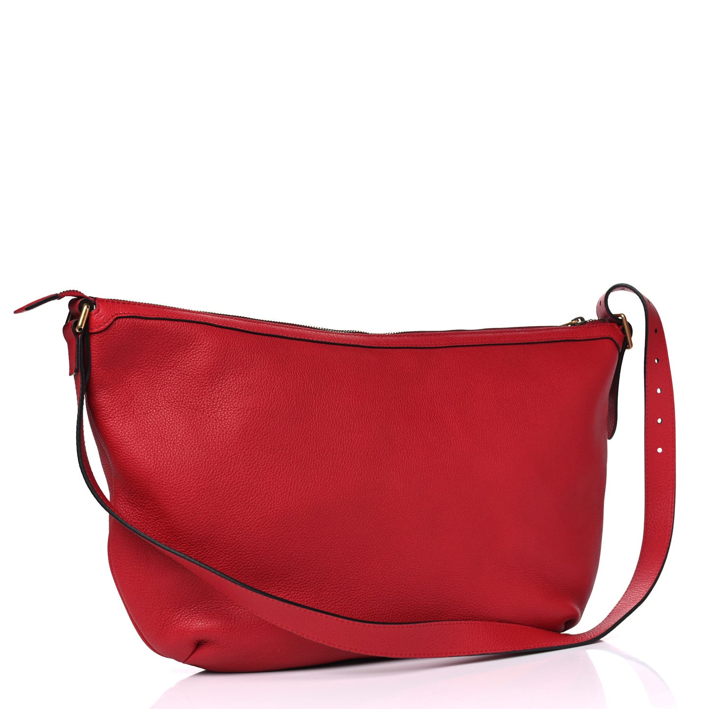 Grained Calfskin Logo Half Moon Hobo Red