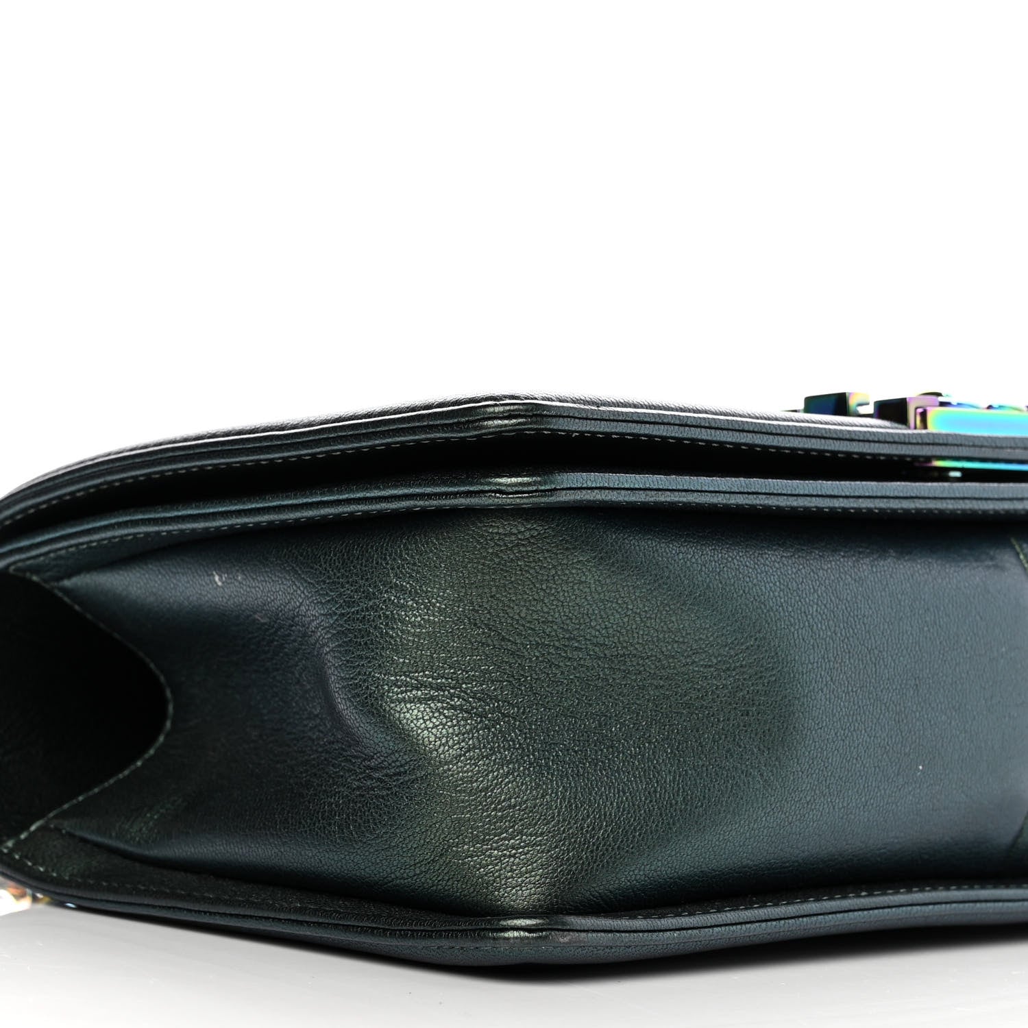 Chanel Iridescent Goatskin Quilted Medium Boy Flap Green 9 of 14