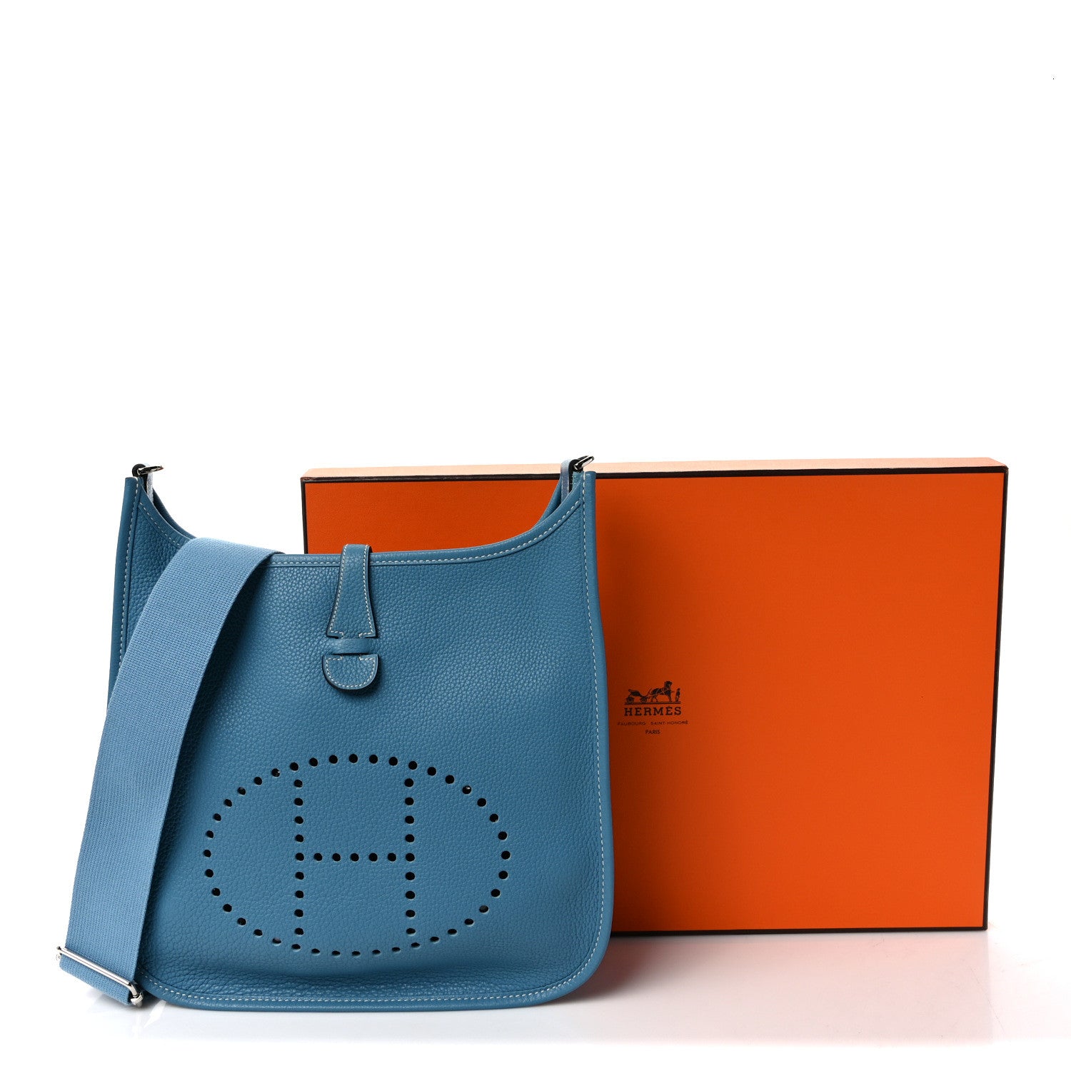 Hermes Taurillon Clemence Evelyne III PM Blue Jean 9 of 9