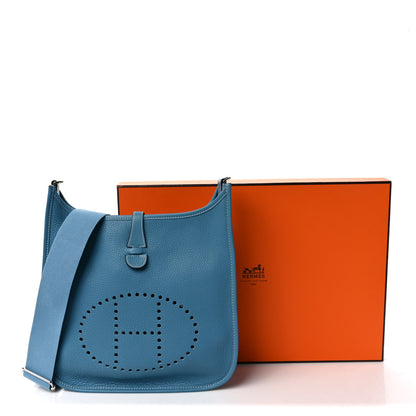 Hermes Taurillon Clemence Evelyne III PM Blue Jean 9 of 9